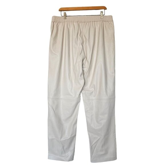 7 For All Mankind Elastic Waist Faux Leather Pants Pockets Cream Women Size XL - Picture 3 of 16